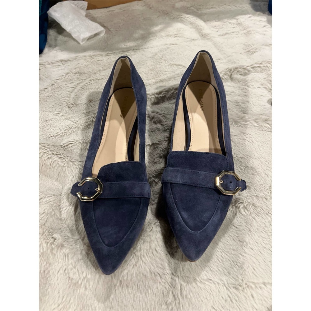 Cole Haan Leela Women's Size 7.5 Skimmer Loafer Blue Suede Pointed Flats